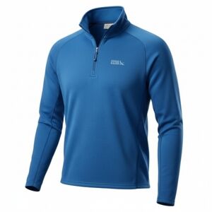 EDDIE BAUER Blue Grid Fleece 1/2 Zip Pullover – performance thermal midlayer – L